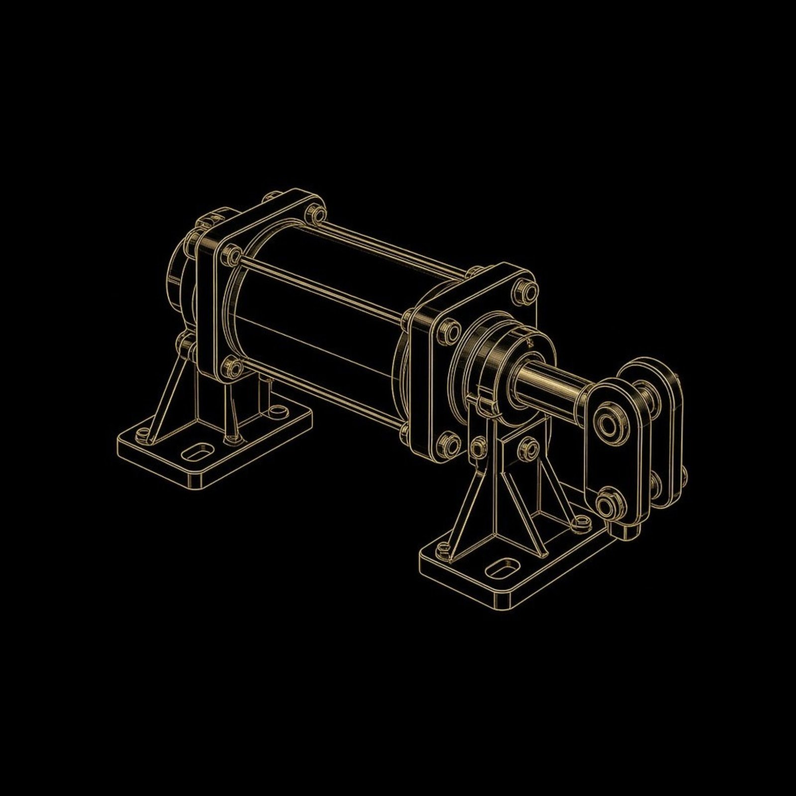 Blueprint técnico StrokeCore — selector de cilindros neumáticos Pneumex